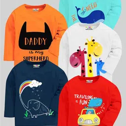 KUCHIPOO Kids 5 Printed Regular Sleeves T-shirts-21