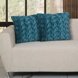 Ode & Cleo Green Self Design Square Cushion Cover-image-6