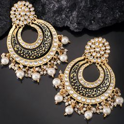 Peora Gold-Plated Kundan Contemporary Chandbalis-57