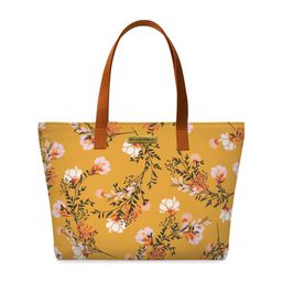 DailyObjects Mustard Yellow & White Floral Print Tote Bag-9