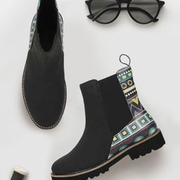 yoho Women Mid Top Digital Printed Chelsea Boots-image-86