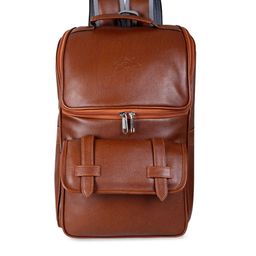Leather World Unisex Tan Brown Solid Backpack-picture-19