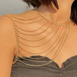 ISHKAARA Gold-Plated Layered Shoulder Body Chain-14