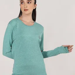 Chkokko Women Green Solid Round Neck Gym T-shirt-image-58