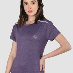 Chkokko Women Purple Solid Round Neck Yoga T-shirt-image-67