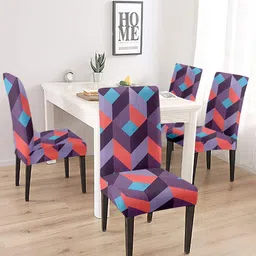 Aura Set Of 4 Multicoloured Printed Chair Covers-12