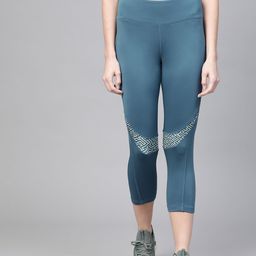 Alcis Women Teal Blue Solid Three-Fourth Training Tights-picture-57
