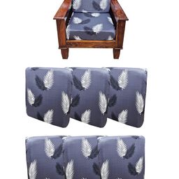 ohello Grey & White 6 Pieces Printed Sofa Covers-18