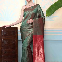Ishin Geometric Woven Design Zari Banarasi Saree-20