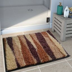 Athom Trendz Set of 3 Brown Patterned Anti Slip Bath Rugs-25