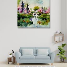 OLIVE TREE Green & Pink Canvas Paintings Wall Art-image-54