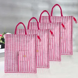 Kuber Industries 4-Pcs Pink Printed Handheld Bags-55