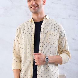 HARDSODA Men Cream-Coloured Printed Casual Shirt-image-99