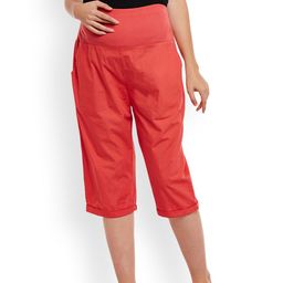 Oxolloxo Women Red Comfort Regular Fit Solid Maternity Culottes-image-48