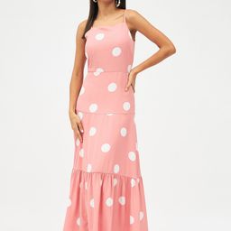 Harpa Polka Dot Shoulder Strap Tiered Maxi Dress-image-35