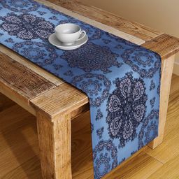 Alina decor Blue & White Printed Table Runner-54
