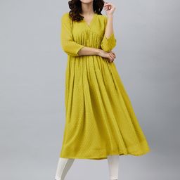 Janasya Self Design Fit And Flare Ethnic Dresses-image-58