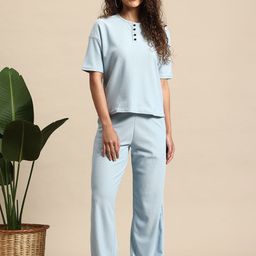 Mast & Harbour Textured T Shirt with Trouser Co Ord set-image-98