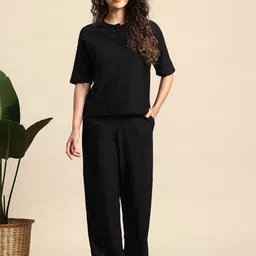 Mast & Harbour Textured T Shirt with Trouser Co Ord set-image-48