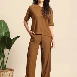 Mast & Harbour Textured T Shirt with Trouser Co Ord set-picture-56