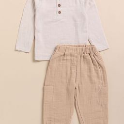 COT & CANDY Kids Henley Neck T-shirt with Joggers-image-77