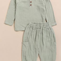 COT & CANDY Kids Henley Neck T-shirt with Joggers-image-90