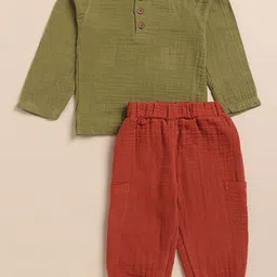 COT & CANDY Kids Henley Neck T-shirt with Joggers-image-75