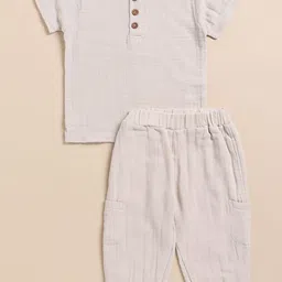 COT & CANDY Kids Henley Neck T-shirt with Joggers-image-83