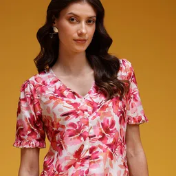HERE&NOW V-Neck Abstract Printed Top-picture-12