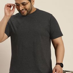 Sztori Men Plus Size Charcoal Solid T-shirt-picture-43