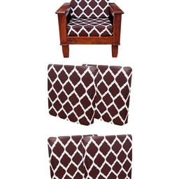 ohello Brown & White 4 Pieces Printed Elasticated Sofa Cover-image-34