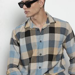 The Indian Garage Co Pure Cotton Checked & Textured Relaxed Fit Casual Shirt-image-58