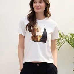 Iconic Women Graphic Printed Pure Cotton T-shirt-image-54