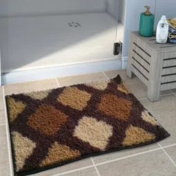 Athom Trendz Set of 2 Brown Printed Anti-Slip Bath Rugs-57