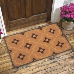 BIANCA Set of 2 Brown & Orange Printed Anti-Skid Doormats with HD Rubber Backing-104