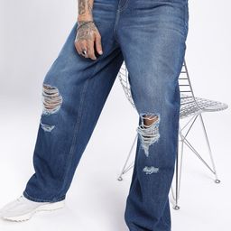 glitchez Men Edgy Vibes Loose Baggy Highly Distressed Light Fade Jeans-image-22