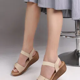 Carlton London Women Textured Wedge Heels Sandals-19