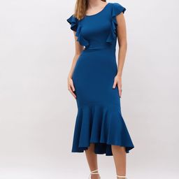 Styli Women Flutter Sleeve Drop-Waist Midi Dress-image-36
