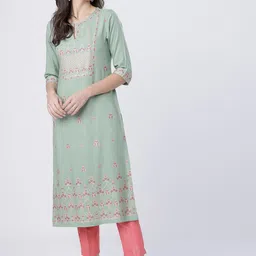 Vishudh Women Green Printed Kurta-image-90