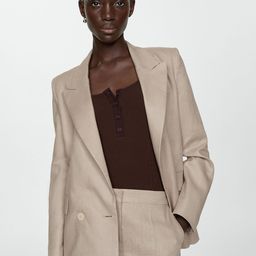 MANGO Pure Linen Double-Breasted Casual Blazer-picture-27