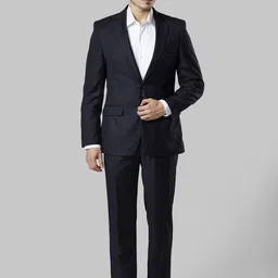 Raymond Men Navy Blue Solid Single-Breasted Formal Suit-image-57