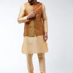 SOJANYA Men Gold-Toned & Mustard Yellow Kurta Set-picture-36