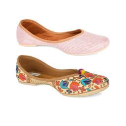 DESI COLOUR Women Multicoloured Textured Mojaris-image-30