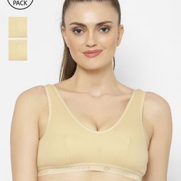 Floret  Pack of 3 Beige Solid Non-Wired Non Padded Workout Bra-33