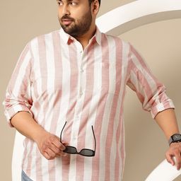 Sztori Plus Size Premium Striped Pure Cotton Casual Shirt-image-86