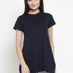 Kalt Women Navy blue Solid Tunic-13