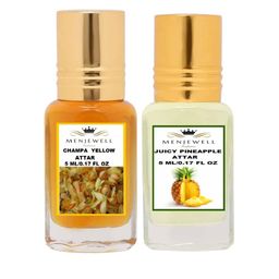 Menjewell Pack of 2 Attar Chamapa Yellow and Juicy Pineapple 5 ml-41