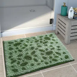 Athom Trendz Set of 2 Olive Patterned Anti Slip Bath Rugs-8