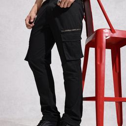 WROGN Men Pure Cotton Straight Fit Panelling Cargos Trousers-picture-9