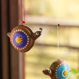 ExclusiveLane Set of 2 Brown Spiral Snails Hand-Painted Terracotta Wall Decor Hangings-picture-4